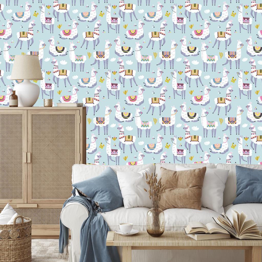 Llama cacti and nature wallpaper for living room and bedroom 50x1000
