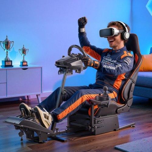 VEVOR Racing Wheel Stand, Heavy-Duty Simulator Cockpit Steering Wheel Stand, Fit Logitech G25, G27, G29, G920, G923, Thrustmaster T300RS, TX F458