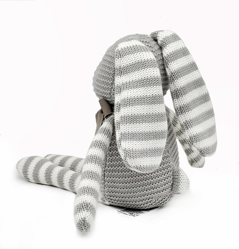 FLUFFYFUN 100% Organic Cotton Baby Toy Rabbit Plush Toy, 18cm (Gray)
