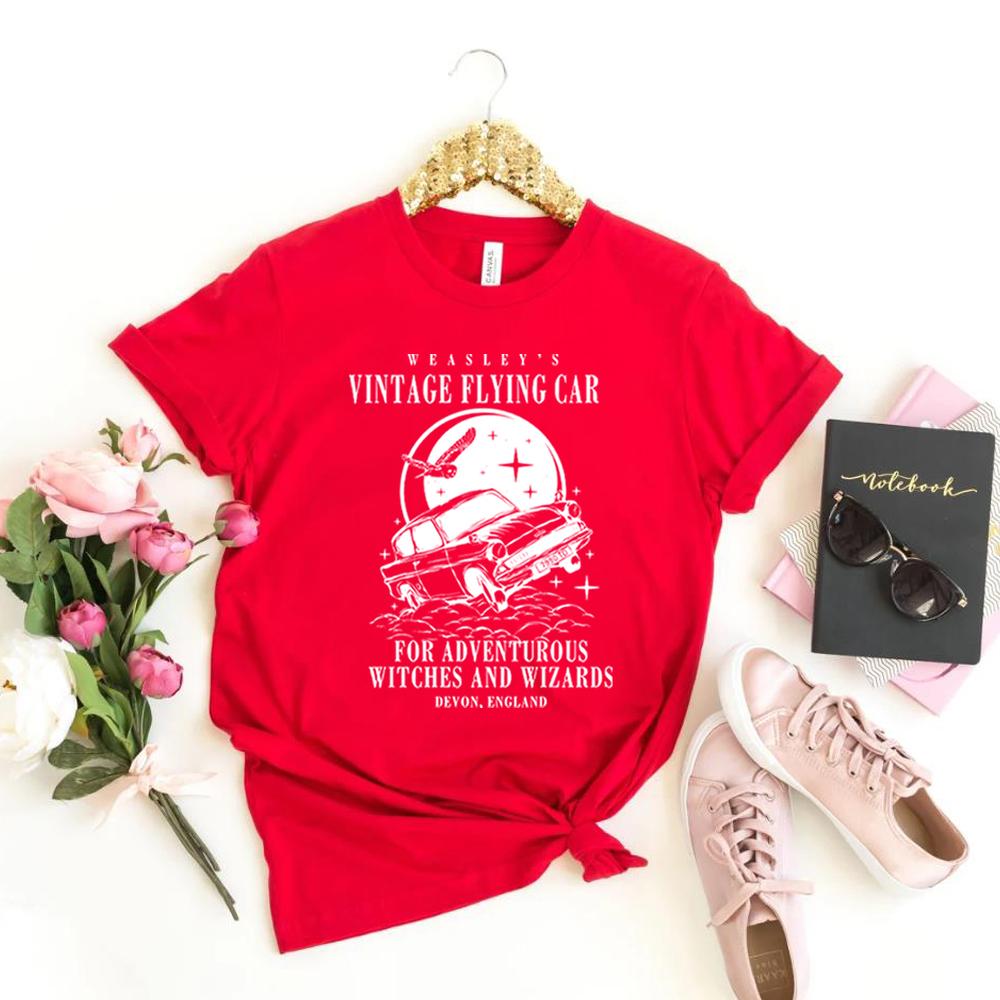Vintage Fiying Car T Shirts Universal Shirt Unisex Harajuku Vintage Aesthetic ShortSleeve TShirts Oversized Streetwear Couples