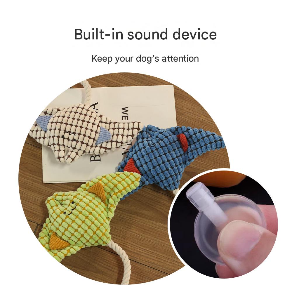 Jouet pour chien en peluche raie, couineur, résistant à la mastication, nettoyage des dents, série Océan, jouets pour animaux de compagnie, soulagement interactif de l'ennui pour chiens de taille moyenne à grande