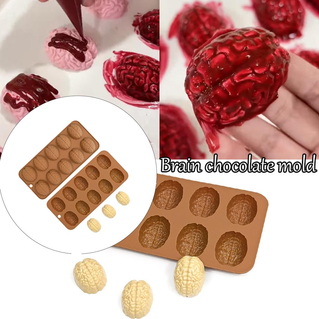 2Pcs Brain Silicone Molds Fondant Mousses Cake Molds Making Pastry Chocolate Molds Baking Decorating Tool Nonstick