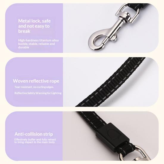 Retractable Dog Leash 16Ft Heavy Duty Nylon Rope Tangle-free Pet Leash Reflective Dog Leash with Handle One Button Control for Small Medium Dogs Walks