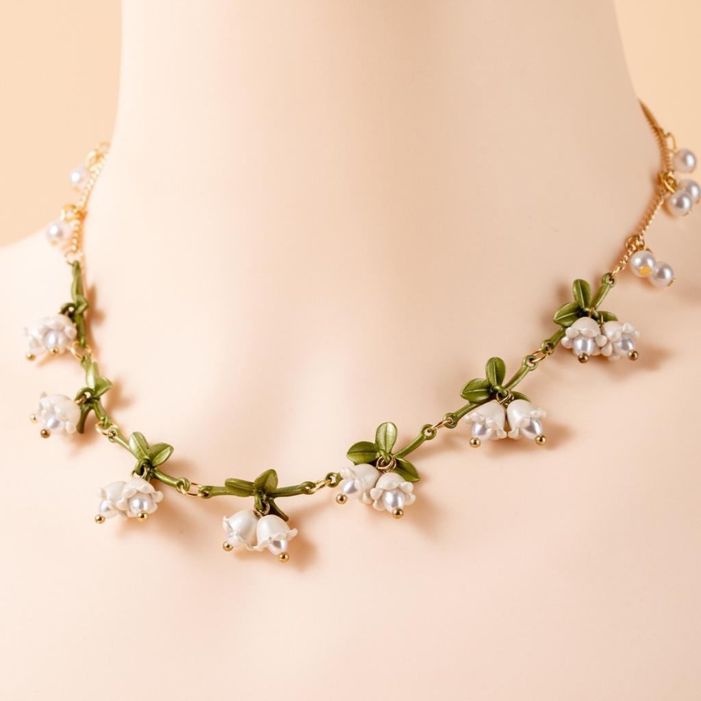 Summer limited small fresh fairy wind simulation three-dimensional lily of the valley versatile necklace