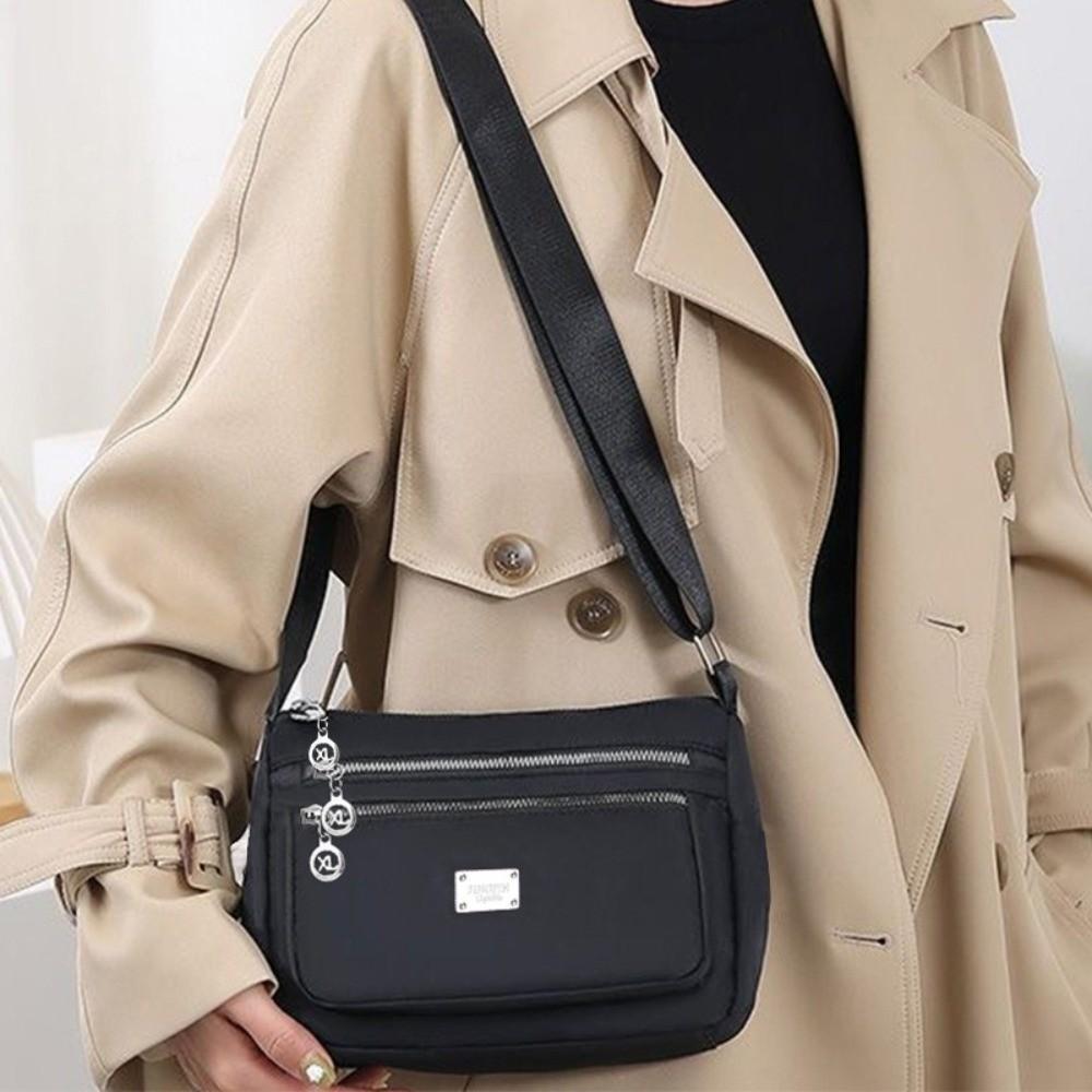 New Nylon Shoulder Bags Multi Pockets Waterproof Crossbody Bags Zipper Women's Bag