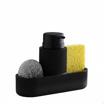 Küchenspüle Organizer Set Nachfüllbarer Spülmittelspender Schwammhalter Multifunktional