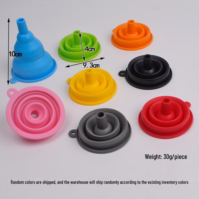Silicone Telescopic Folding Funnel - High Temp Resistant Stainless Steel Long Neck for Liquid Dispensing in Kitchen Pink