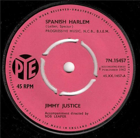 

7inch Record JIMMY JUSTICE - Spanish Harlem 7N15457 Pye Records 1962 UK Rock Used