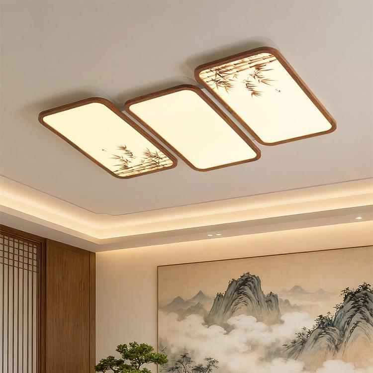 Song Dynasty-Inspired Zen Bamboo Ceiling Light: Retro Creative Square Design for Bedroom or Study