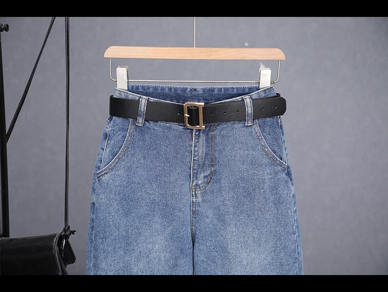 Women's Blue High Waist Korean Style Wide Leg Pants - Slimming Micro Flare, 2024 Trend