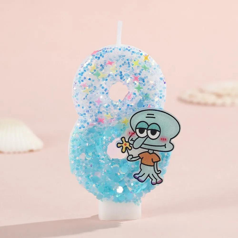 Number Shaped Birthday Candle 0-9 Glitter Design Cake Decoration for Children Baking Party Supplies with Character Figure