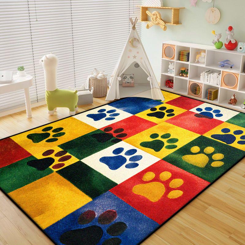 Cute Footprint Carpets for Living Room Modern Decoration Children Bedroom Plush Rug Home Pet Area Easy Clean Non-slip Mat Floor