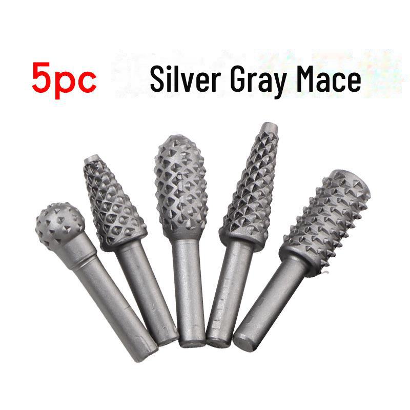 5-teiliges schwarzes Holzbearbeitungs-Rotfeilen-Set - DIY-Schleifwerkzeuge für elektrische Schleifmaschinen