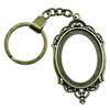 Heart Elliptical Glass Cabochon Base Setting Tray Blank Antique Bronze Metal Keychain for Family Gift