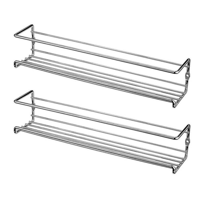 2PCS Wall Mount Spice Rack Metal Spice Storage Rack Spice Jar Rack Cabinet Shelf Seasoning Organizer Rack Kitchen Organizer