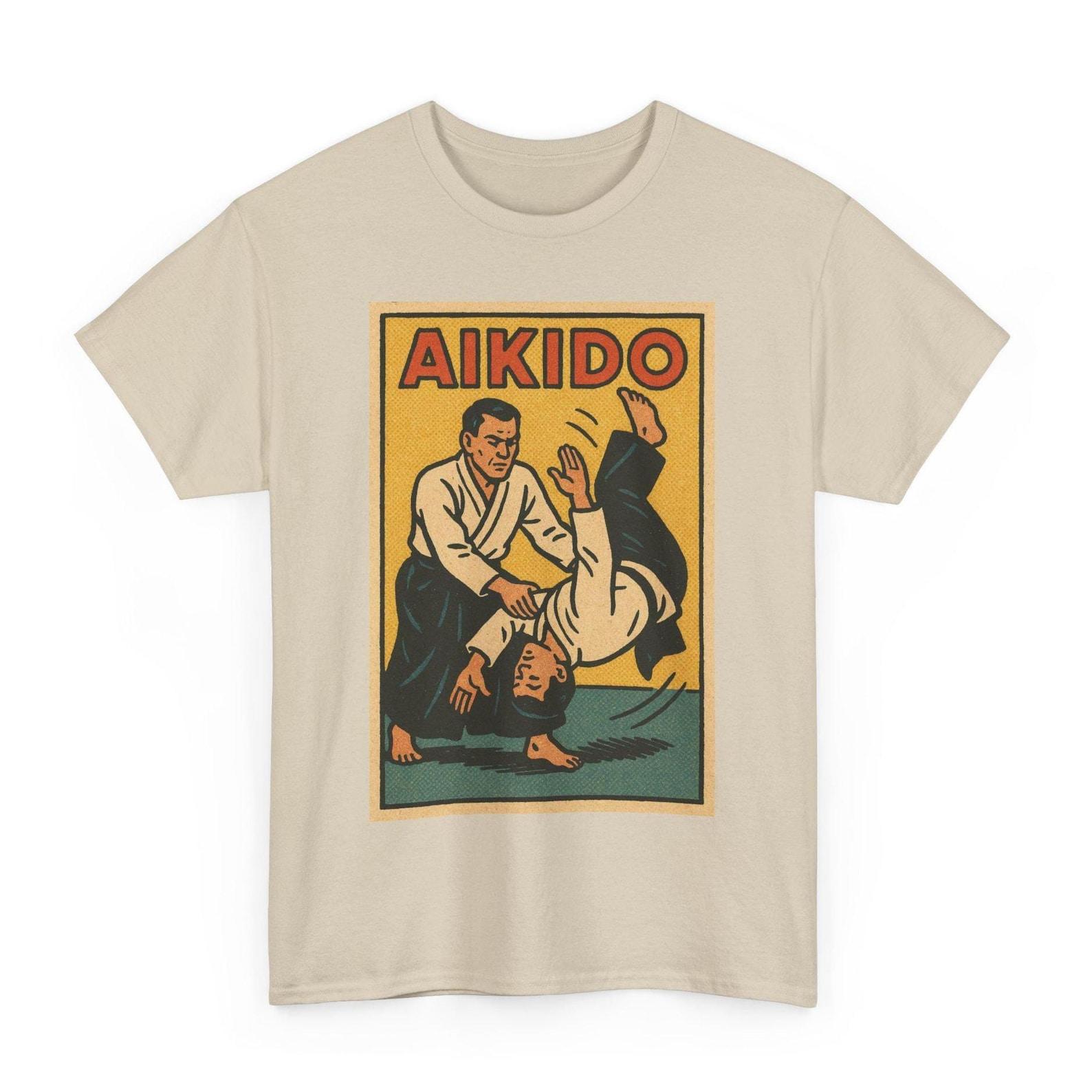 Aikido T-Shirt: Retro Comic Martial Arts Graphic Tee S