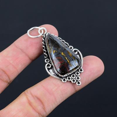 Daughters Day Deal Trillion Iron Tiger Eye Stone 925 Silver Wife Pendant Jewelry