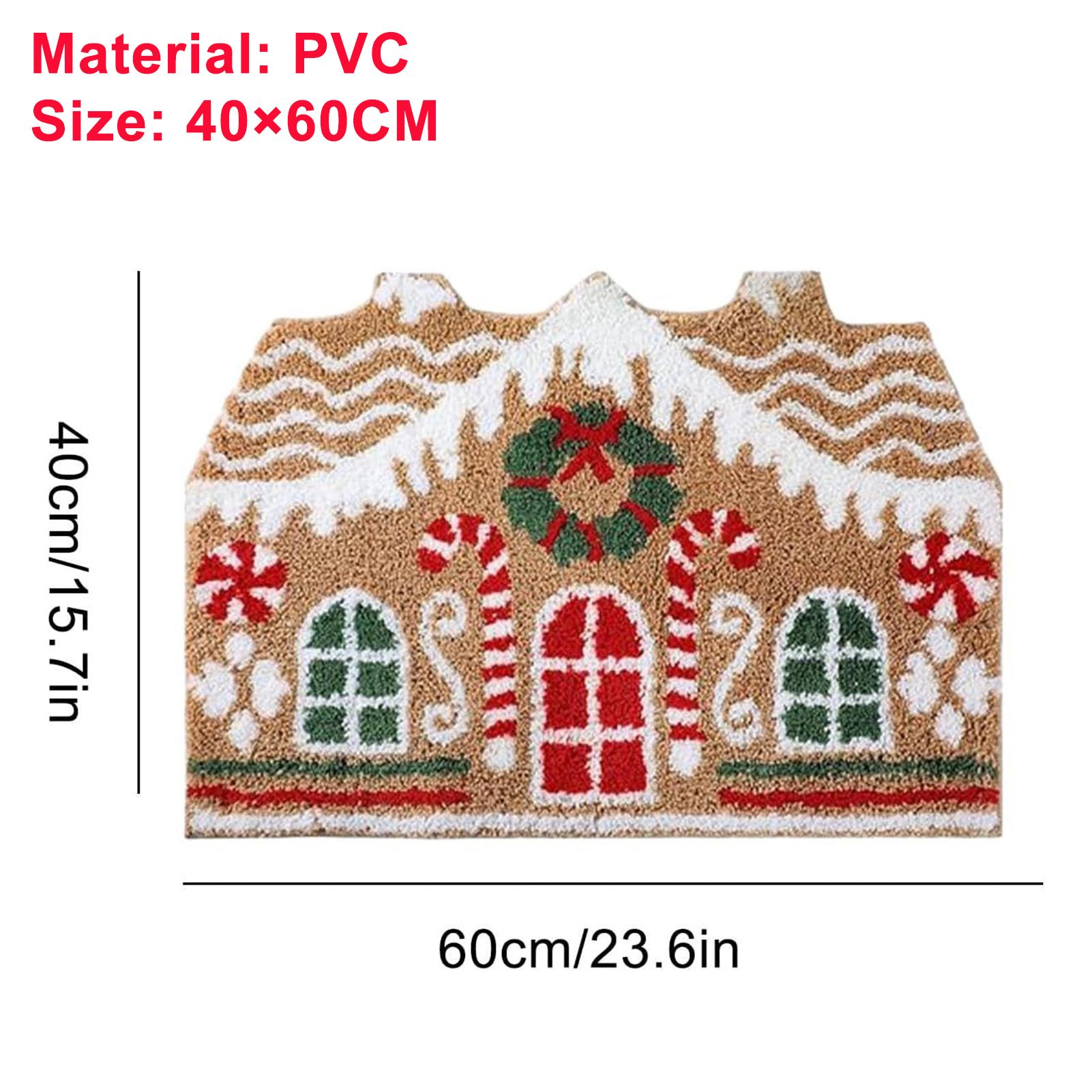 

Christmas Welcome Mat 60x40x1cm Outdoor Gingerbread House Doormat Porch Decoration Xmas Carpet Photo Props Gift Decoration