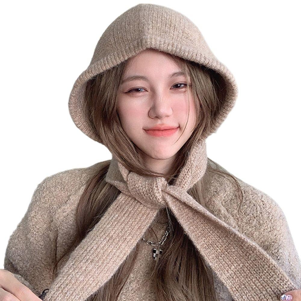 Thicken Warm Korean Ins Hood Scarf Windproof Ear Protection Hat Balaclava Hat  Autumn and Winter