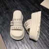 Fashion 8CM Women's Chunky Slippers Summer High Platform Wedges Punk Shoes Woman Buckle Beach Flip Flops Thick Bottom Sandalias Mujer