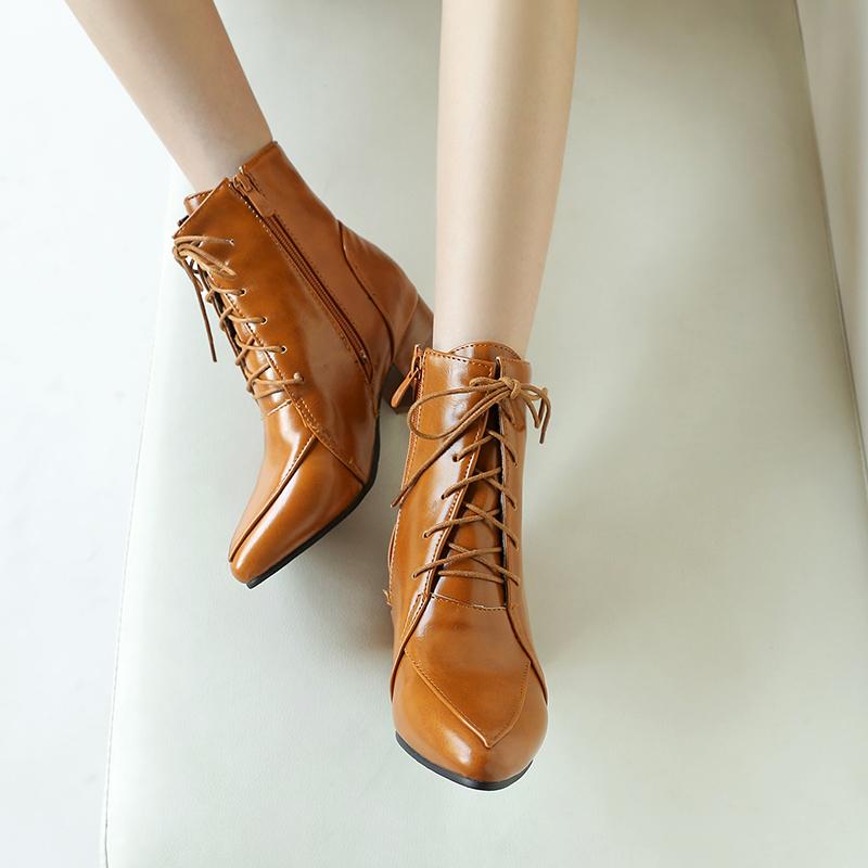 Women's High-heeled Short Boots Autumn and Winter New Simple and Comfortable Thick-heeled Solid-color Large-size Short Boots