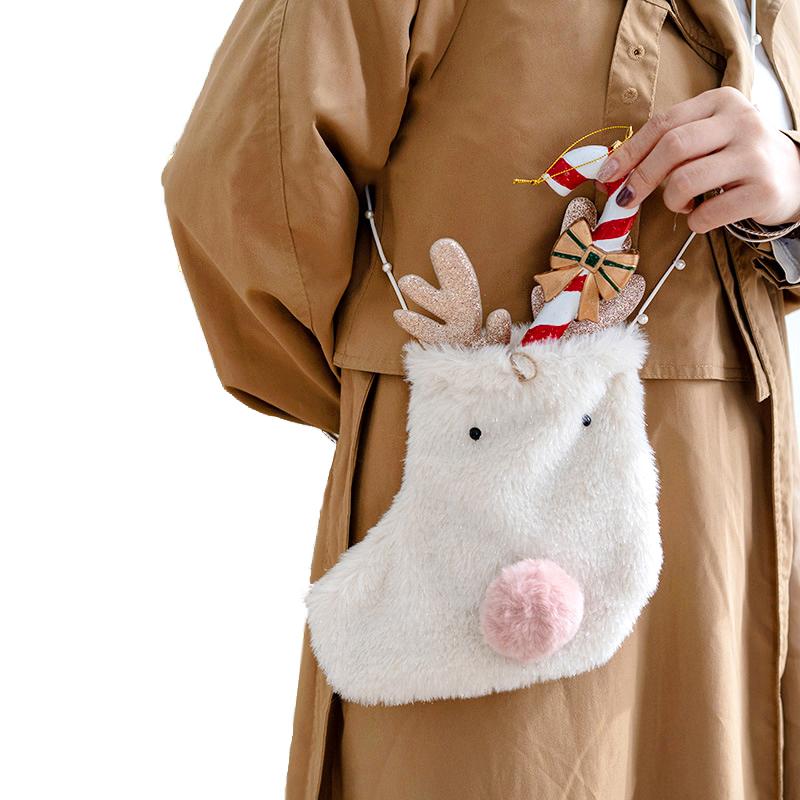 1 Stück Weihnachtsdekoration Rosa Mädchenherz Weihnachtsgeschenke Plüsch Süßigkeitentüte Rentier Süßigkeitentüte Geschenktüte