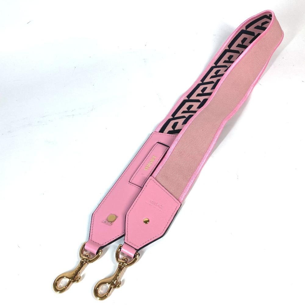 VERSACE logo  Shoulder strap Canvas/Leather pink/Black Unused