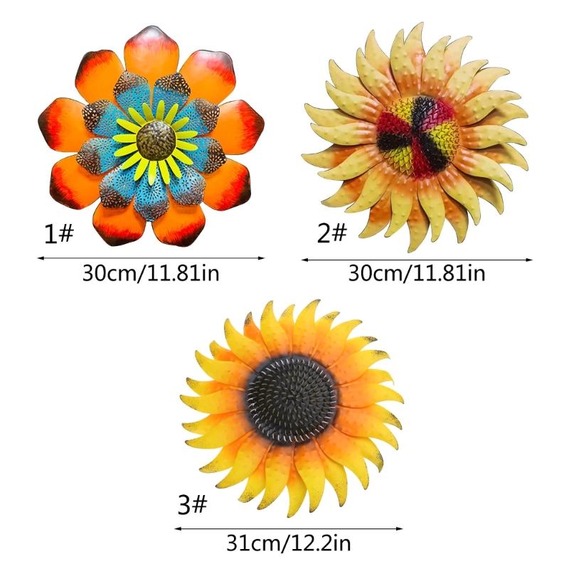 Metal Sunflower Sculpture Wall Art Decor Flower Colorful Crafts Ornament for Home Courtyard Party Decoration Gift
