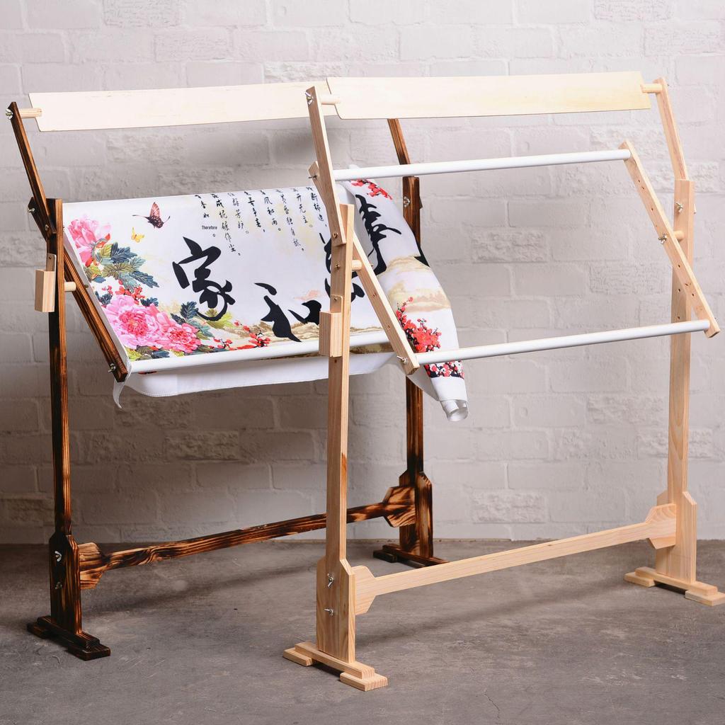 Adjustable Wooden Embroidery Hoop Stand for Cross-Stitch Crafting
