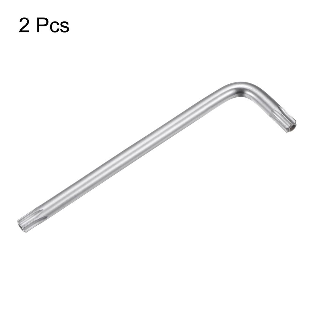Uxcell T30 Torx Starkey Chrome Vanadium Steel Hand Tool for Automotive and Home Set of 2 Tamper-Proof Wrench, L-Shaped 6-Point Wrench, Repairs,