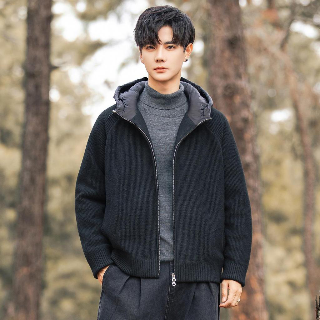 2025 Men's Loose Hooded White Duck Down Jacket - Trendy Casual Winter Knit