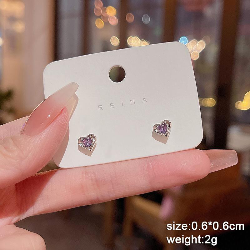Heart Dangle Earrings for Women Colorful Enamel Crystal Love Heart Sweet Korean Female Drop Earrings aretes de