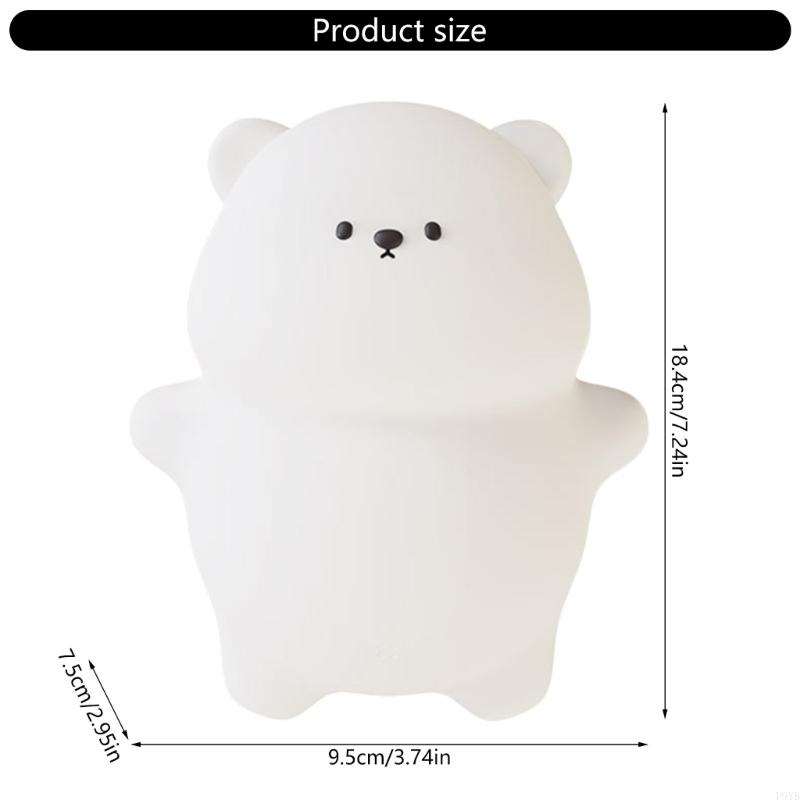 Rechargeable Bear Silicone Night Lights Touch Control Dimmable LED Bedside Lamp Silicone Texture for Kids Nursery Room P9YB
