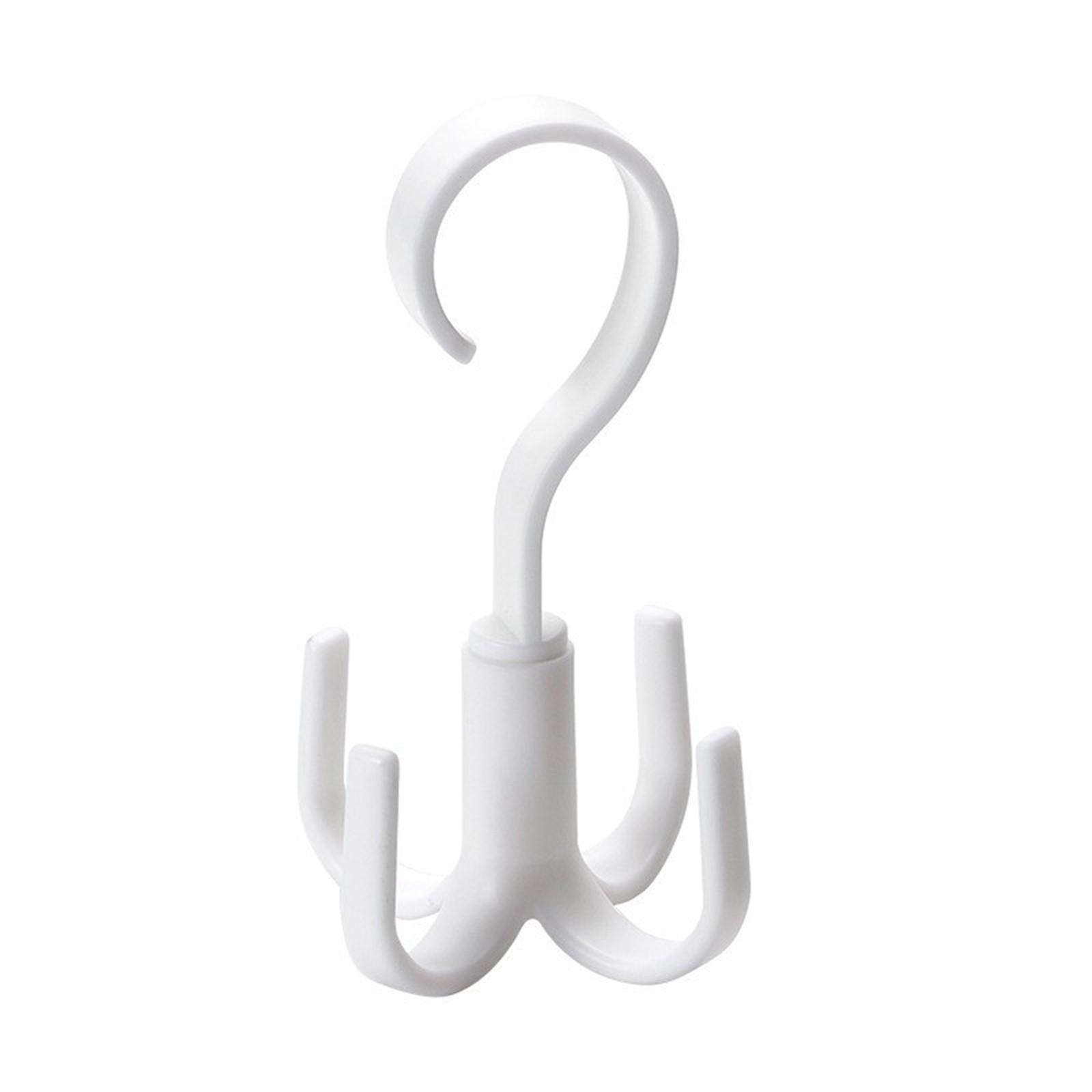 

Rotating Hook Four Claws Multifunctional Wardrobe Bag Hook Nail-free Plastic Tie Hook One Size
