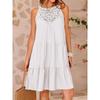 Summer Hollow Back Dress Casual Sleeveless A Line Layered Swing Vest Skirt Beach Vacation Mini