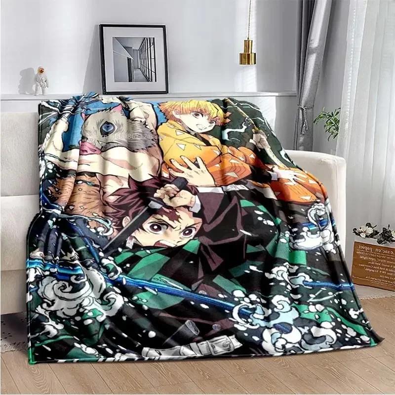 Anime Demon Slayer Kimetsu no Yaiba Fleece Blanket Nezuko Kamado Tanjiro Kamado Soft Bedding Bedspread Sofa Warming Cover
