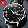 OLEVS 2920   Custom Logo Luxury Waterproof Oem Watch Wrist Man Genuine Leather Luminous Classical Fashion Quartz Watch for Man