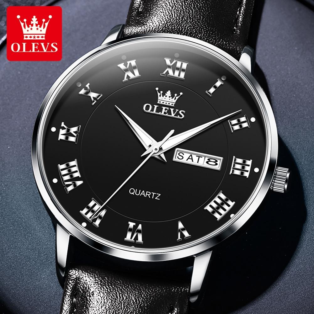 OLEVS 2920 Custom Logo Luxury Waterproof Oem Watch Wrist Man Genuine Leather Luminous Classical Fashion Quartz Watch for Man
