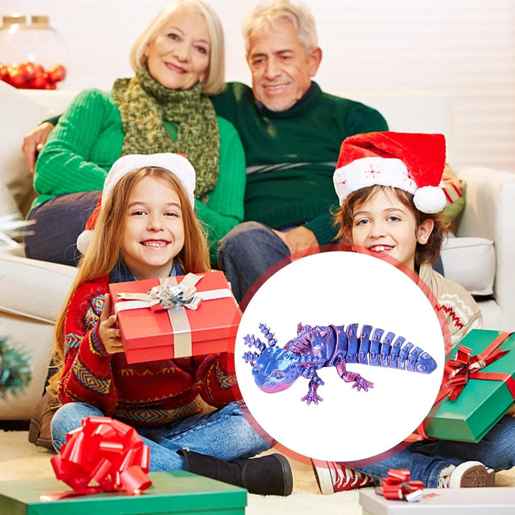 2pcs 3D Printed Axolotl Desk Toy Collectible Articulated Figurine Desk Toy Articulated Axolotl Stress Relief Home Desktop Decor