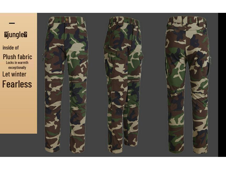 Men's IX7 Tactical Camouflage Fleece-Lined Softshell Winter Pants