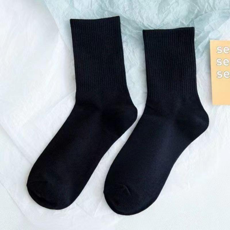 Lady Spring Solid Color Candy Color High Rubber Band Medium Tube Pile Socks