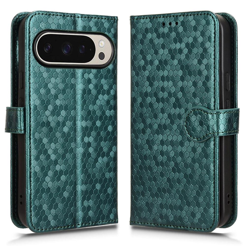 For Google Pixel 10 Pro/Pixel 10 Wallet Case Dot Pattern Imprint PU Leather Phone Cover with Wrist Strap