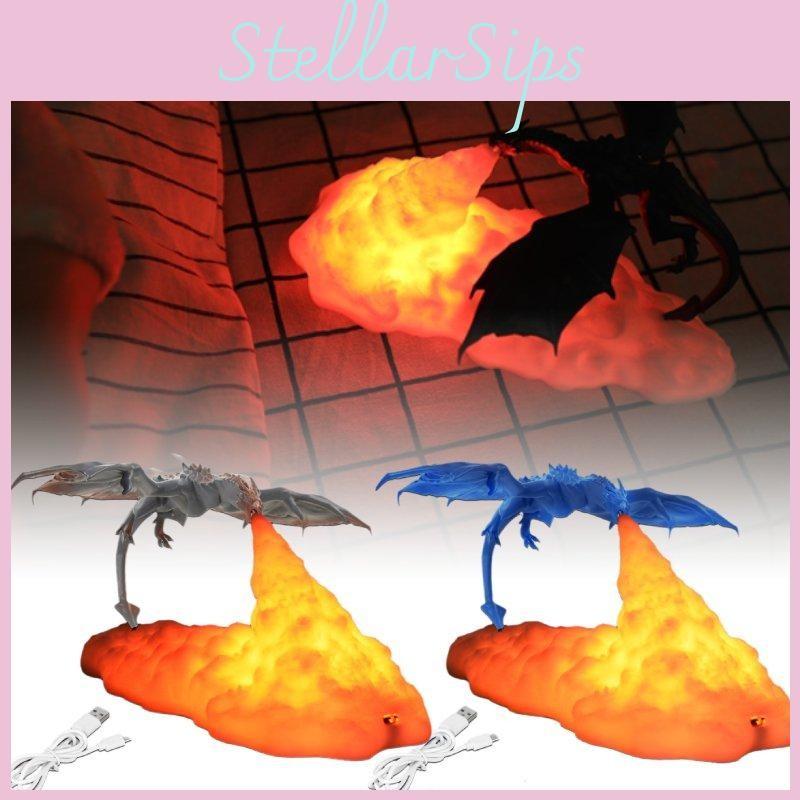 3d Printed Usb Fire Breathing Dragon Shape Lamp Night Light Room Decoration
