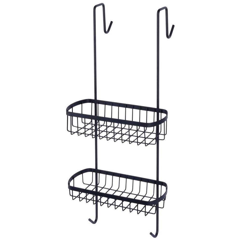 Bathroom Shelf Hanging on the Glass of a Shower Cabin for Cosmetics