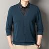 2026 New Men's Fake Two Piece Polo Shirt Casual Fashion Long Sleeve Collar T-shirt Versatile Top
