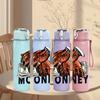 1PC Stacked Cash Money Graphic 750ml Color Plastic Water Bottle Leakproof Flip Straw Lid For Sports Office Home Use