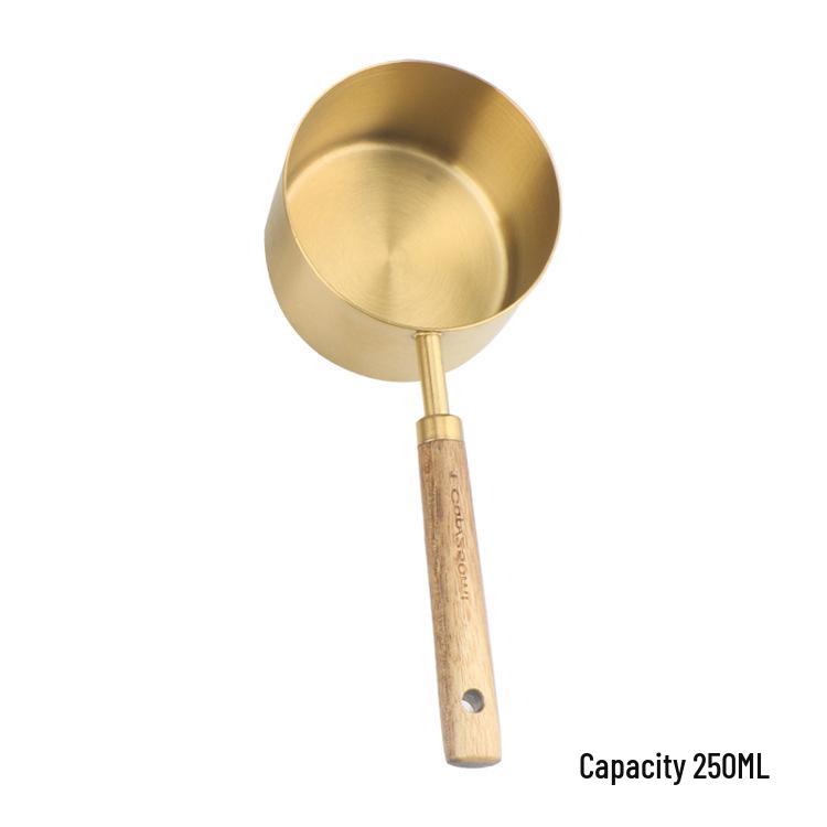 Copper & Acacia Wood Handle Measuring Spoons and Cups: 8-Piece Stainless Steel Set for Baking & Coffee