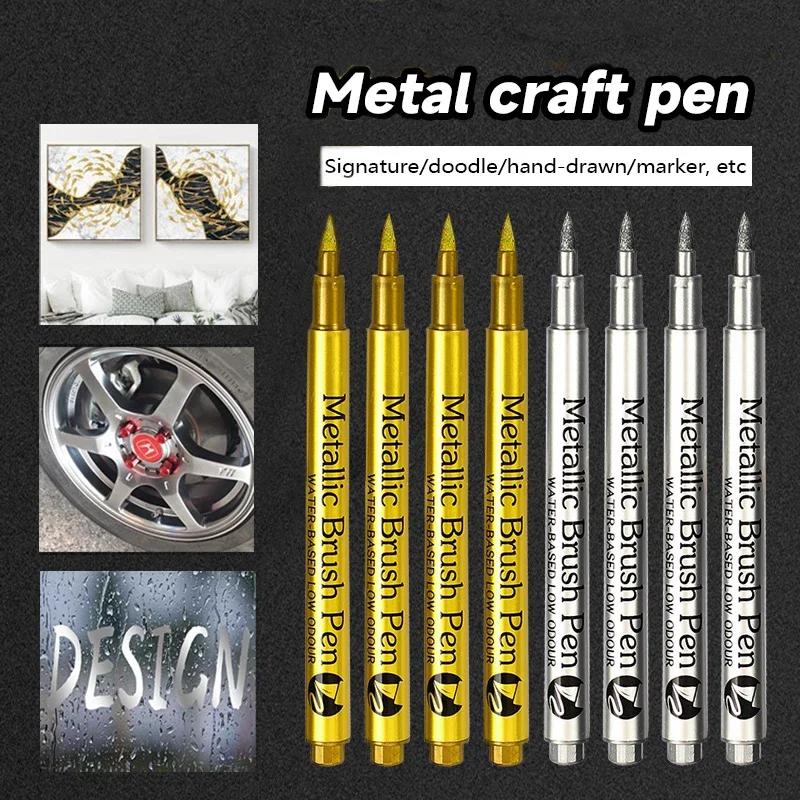 6pcs Waterproof Metallic Permanent Marker Pens for DIY - Ideal for Resin Molds, Gold & Silver Drawing - Essential Craft Suppli