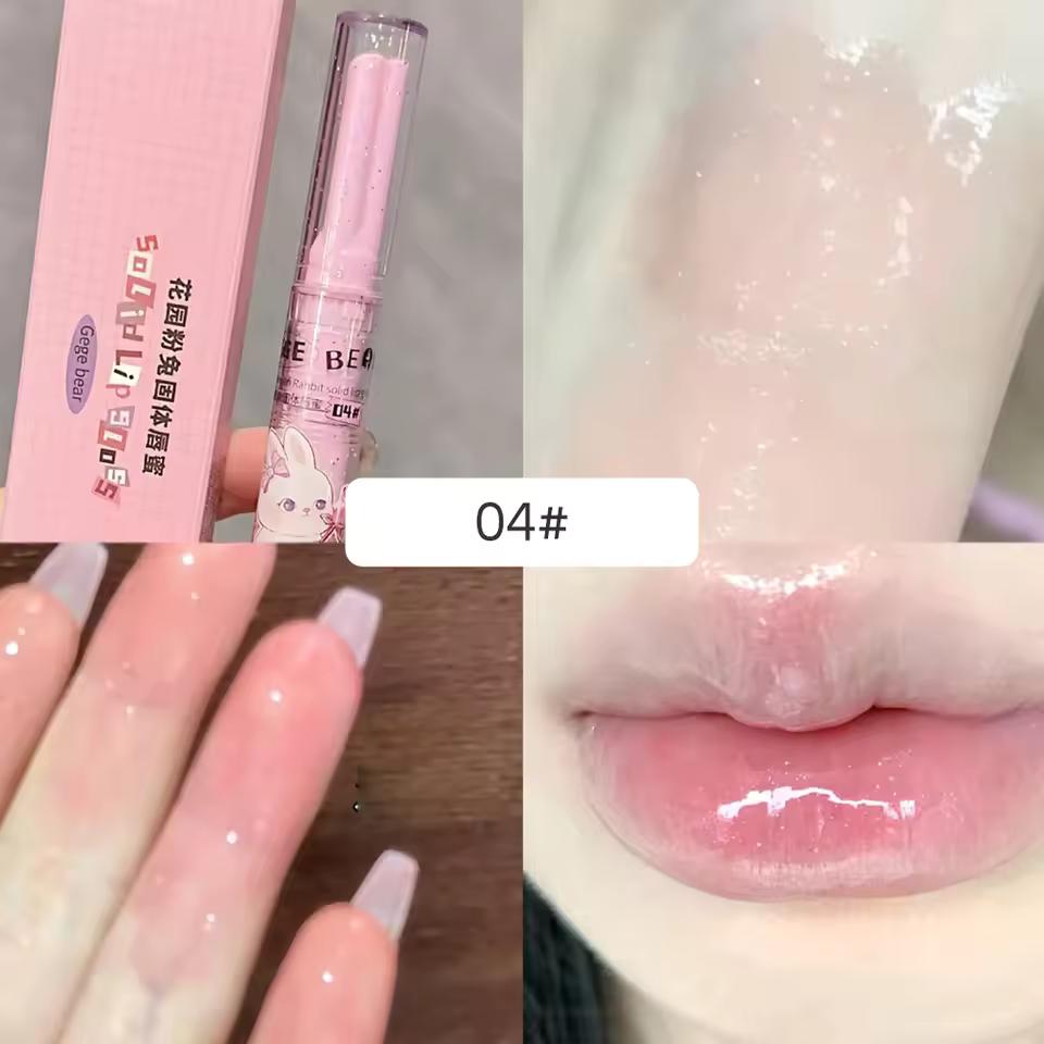 

Gege Bear Garden Pink Rabbit Твердый блеск для губ Увлажняющий водянистый цветной бальзам для губ Стойкий и нежный бальзам для губ 04#