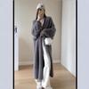 Autumn Loose Over-Knee Long Sleeve Thick Velvet Knit Cardigan Sweater for Women